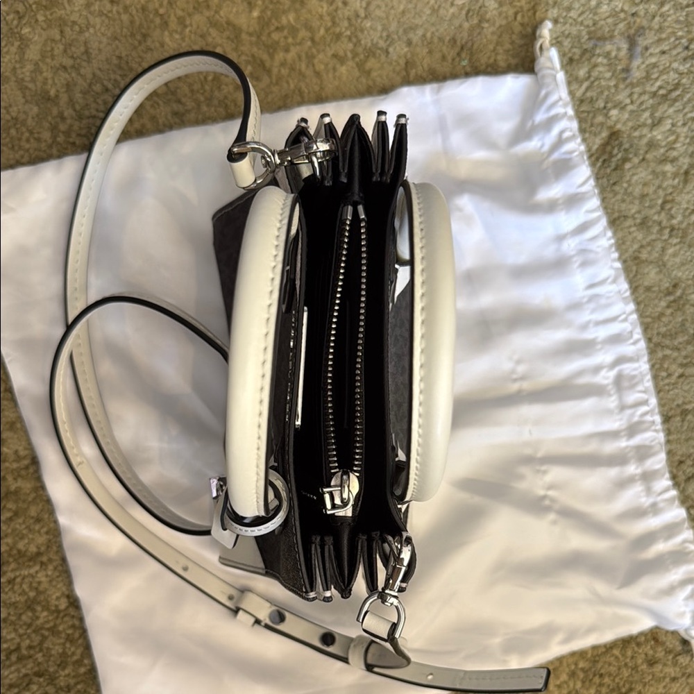 Michael Kors Black and White Mini Bag with Silver Hardware - Picture 2 of 4